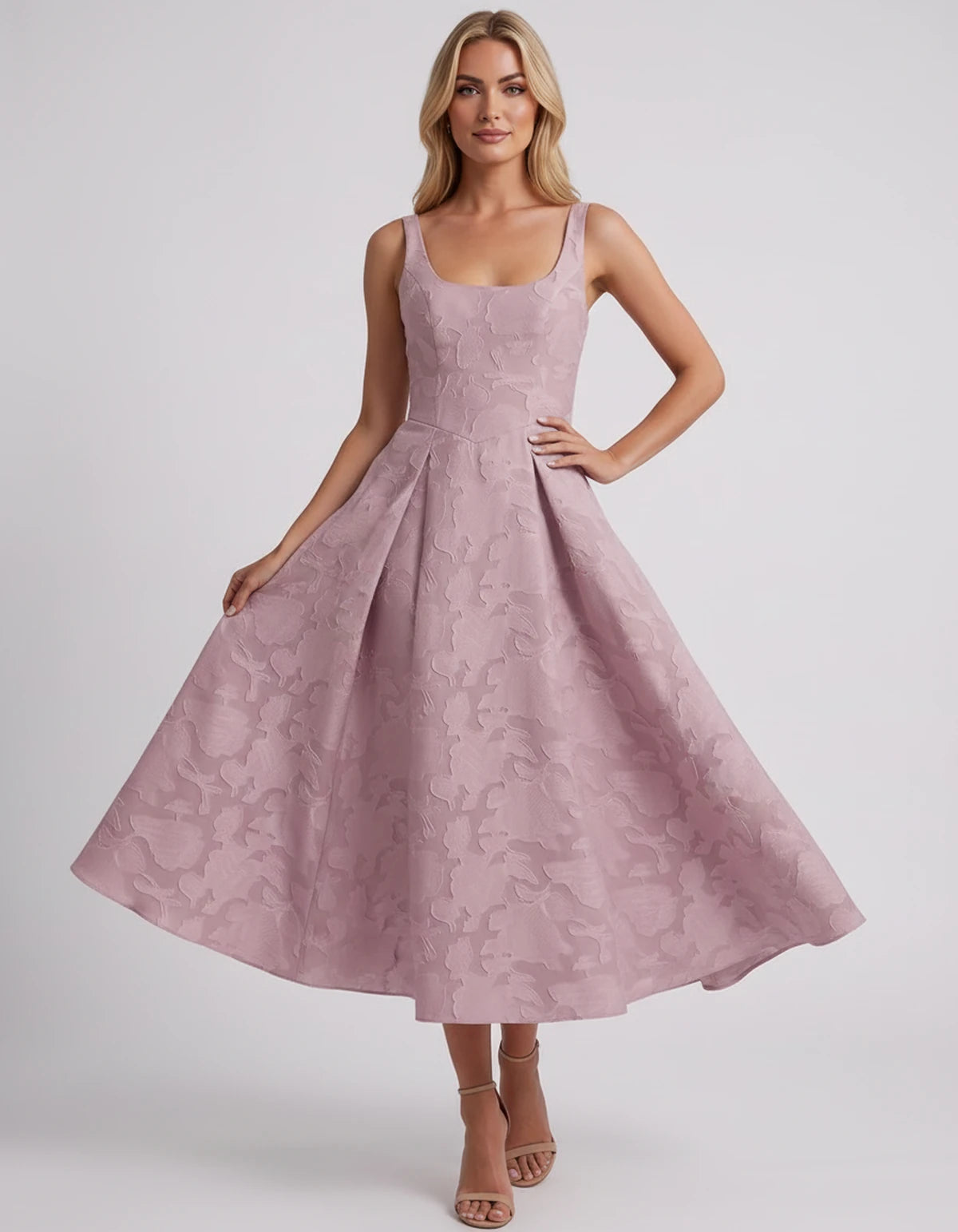 Charmaine Midi Dresses — Dusty Pink | SKU: SD-65596-dustypink-2,SD-65596-dustypink-4,SD-65596-dustypink-6,SD-65596-dustypink-8,SD-65596-dustypink-10,SD-65596-dustypink-12,SD-65596-dustypink-14,SD-65596-dustypink-16,SD-65596-dustypink-16W,SD-65596-dustypink-18W,SD-65596-dustypink-20W,SD-65596-dustypink-22W
