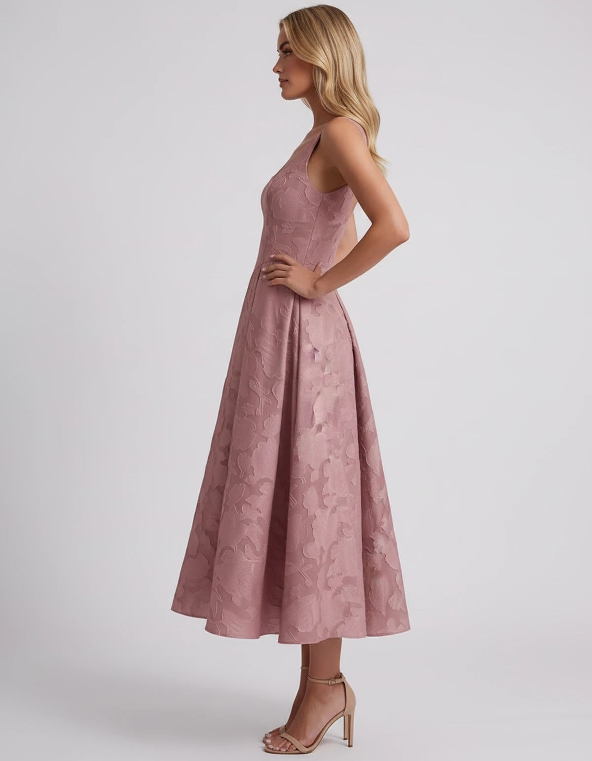 Charmaine Midi Dresses — Dusty Rose | SKU: SD-65596-dustyrose-2,SD-65596-dustyrose-4,SD-65596-dustyrose-6,SD-65596-dustyrose-8,SD-65596-dustyrose-10,SD-65596-dustyrose-12,SD-65596-dustyrose-14,SD-65596-dustyrose-16,SD-65596-dustyrose-16W,SD-65596-dustyrose-18W,SD-65596-dustyrose-20W,SD-65596-dustyrose-22W