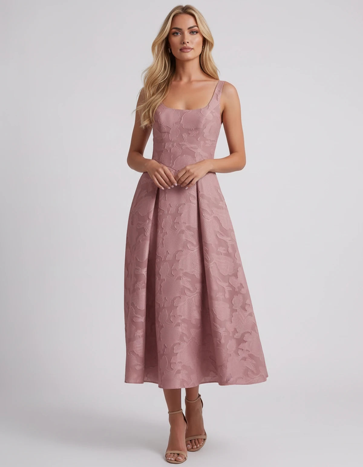 Charmaine Midi Dresses — Dusty Rose | SKU: SD-65596-dustyrose-2,SD-65596-dustyrose-4,SD-65596-dustyrose-6,SD-65596-dustyrose-8,SD-65596-dustyrose-10,SD-65596-dustyrose-12,SD-65596-dustyrose-14,SD-65596-dustyrose-16,SD-65596-dustyrose-16W,SD-65596-dustyrose-18W,SD-65596-dustyrose-20W,SD-65596-dustyrose-22W