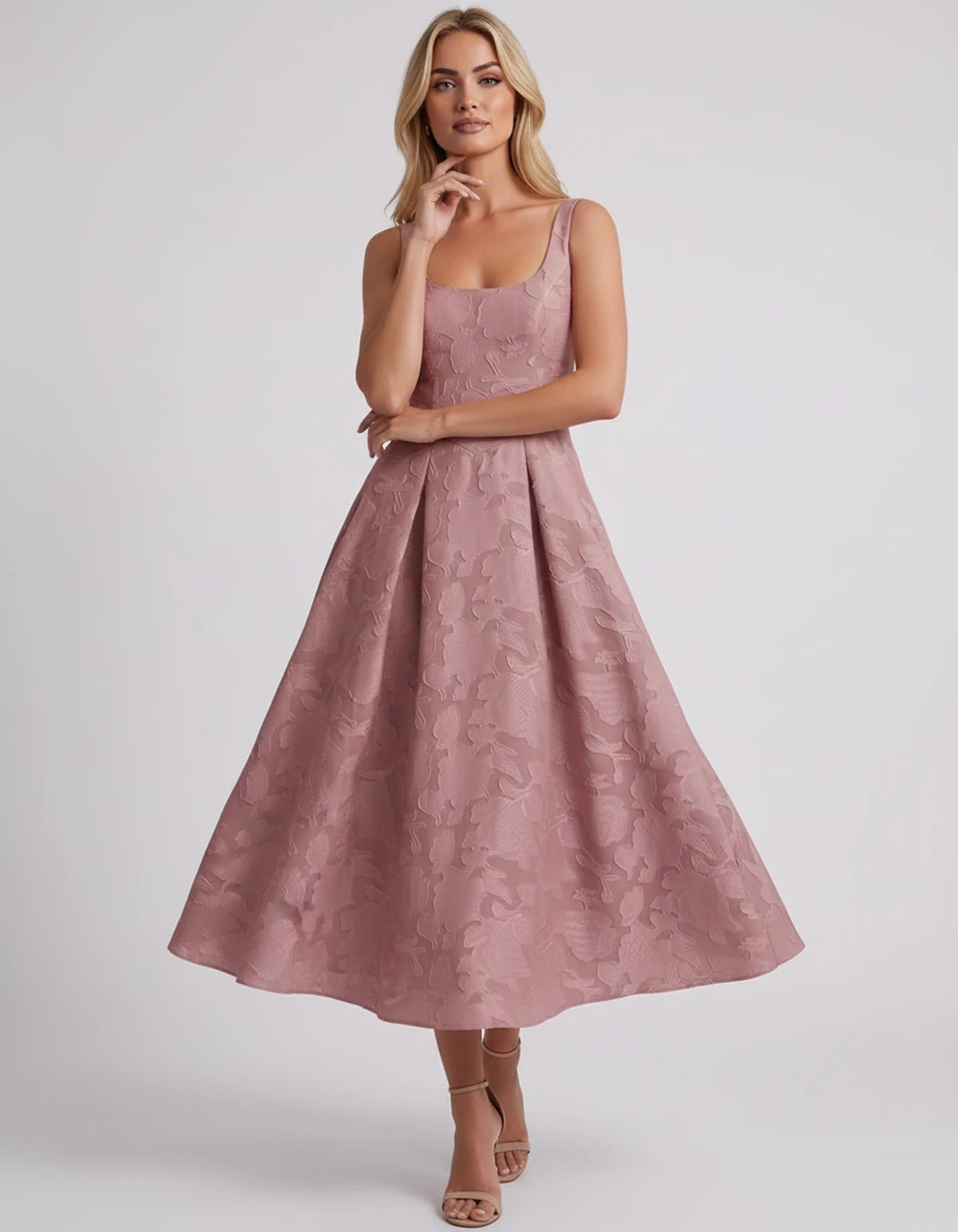 Charmaine Midi Dresses — Dusty Rose | SKU: SD-65596-dustyrose-2,SD-65596-dustyrose-4,SD-65596-dustyrose-6,SD-65596-dustyrose-8,SD-65596-dustyrose-10,SD-65596-dustyrose-12,SD-65596-dustyrose-14,SD-65596-dustyrose-16,SD-65596-dustyrose-16W,SD-65596-dustyrose-18W,SD-65596-dustyrose-20W,SD-65596-dustyrose-22W