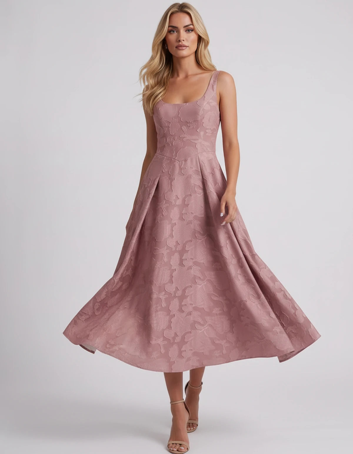 Charmaine Midi Dresses — Dusty Rose | SKU: SD-65596-dustyrose-2,SD-65596-dustyrose-4,SD-65596-dustyrose-6,SD-65596-dustyrose-8,SD-65596-dustyrose-10,SD-65596-dustyrose-12,SD-65596-dustyrose-14,SD-65596-dustyrose-16,SD-65596-dustyrose-16W,SD-65596-dustyrose-18W,SD-65596-dustyrose-20W,SD-65596-dustyrose-22W