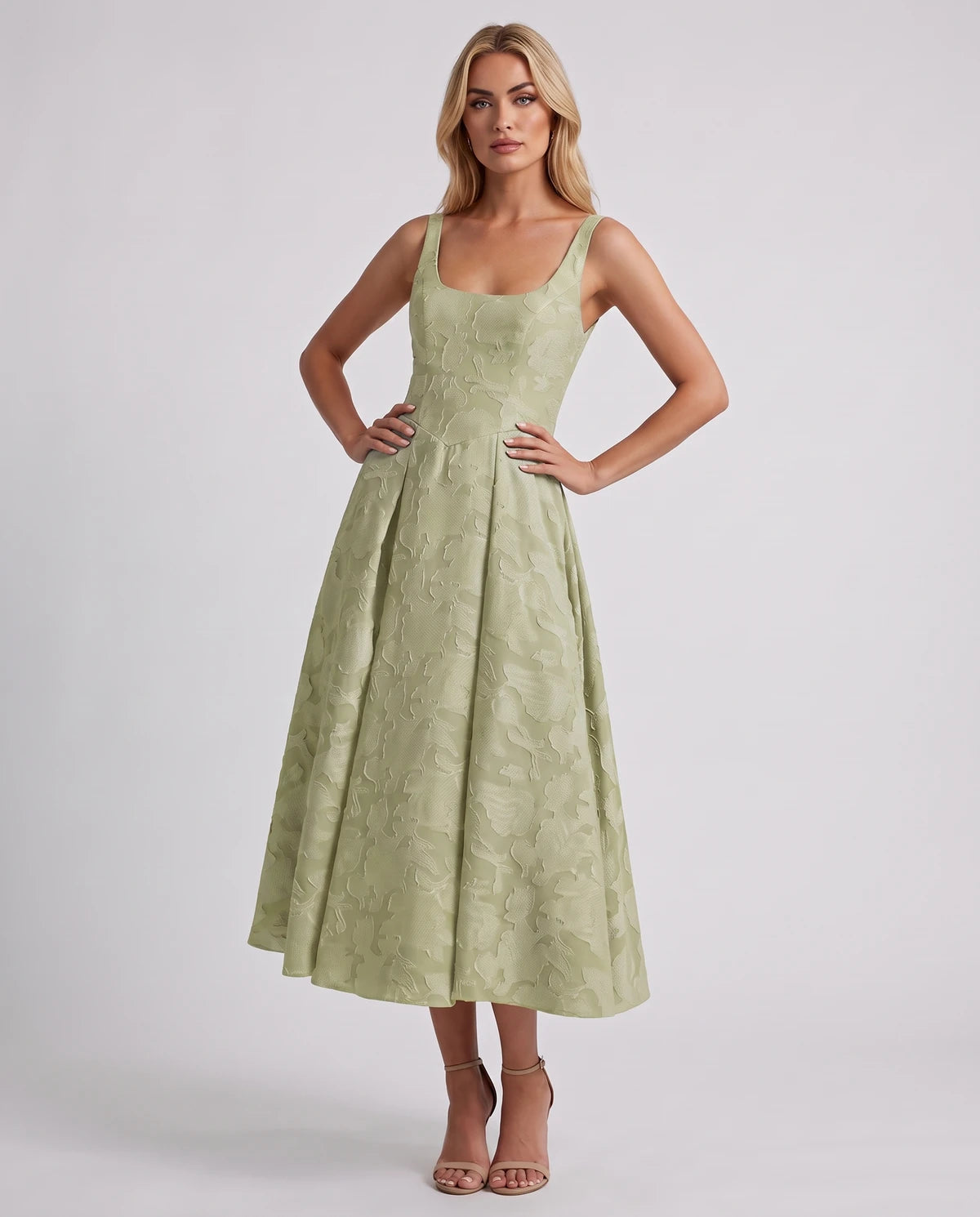Charmaine Midi Dresses — Dusty Sage