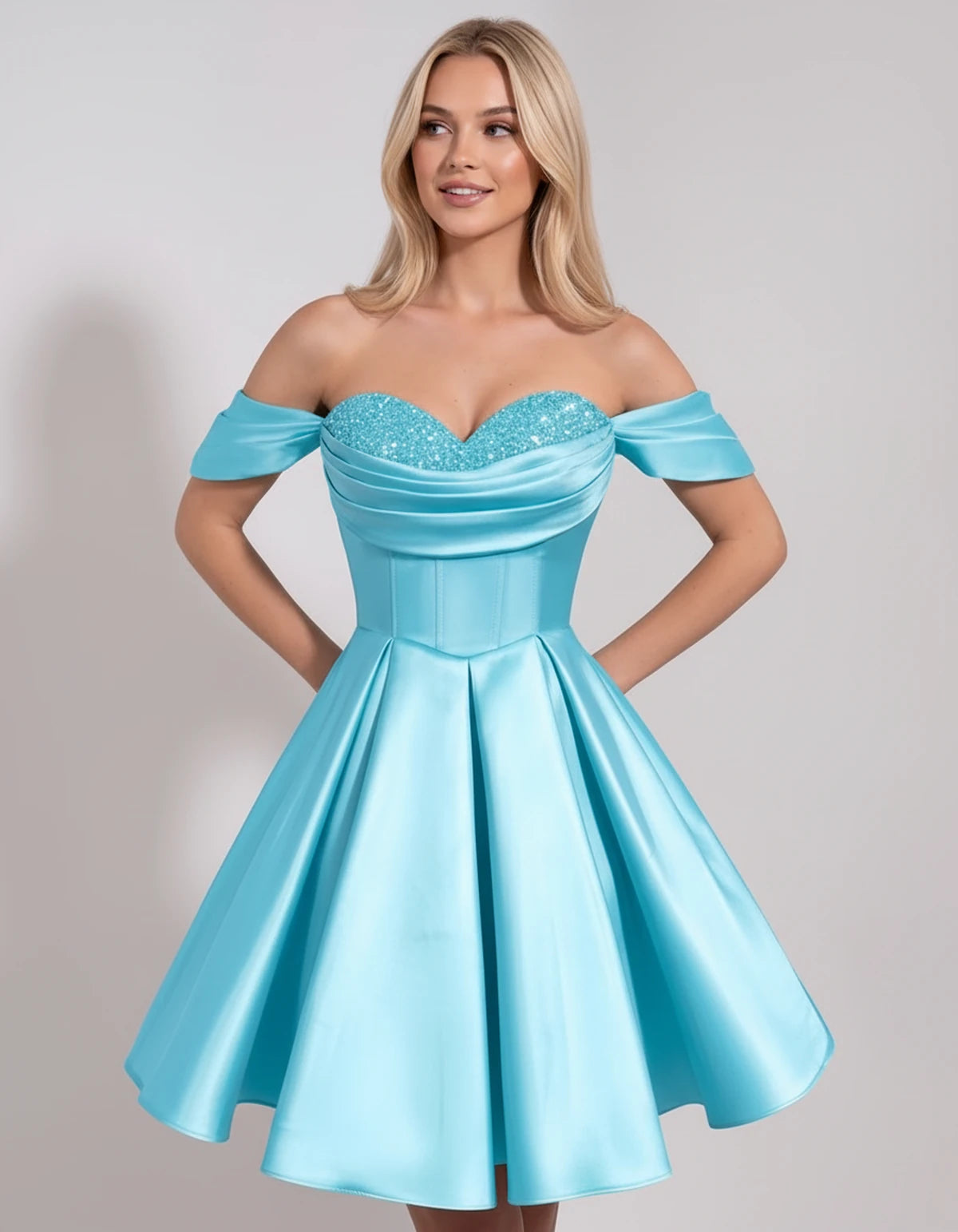 Chiara Mini Dress — Blue | SKU: SD-91927-blue-2,SD-91927-blue-4,SD-91927-blue-6,SD-91927-blue-8,SD-91927-blue-10,SD-91927-blue-12,SD-91927-blue-14,SD-91927-blue-16,SD-91927-blue-16W,SD-91927-blue-18W,SD-91927-blue-20W,SD-91927-blue-22W