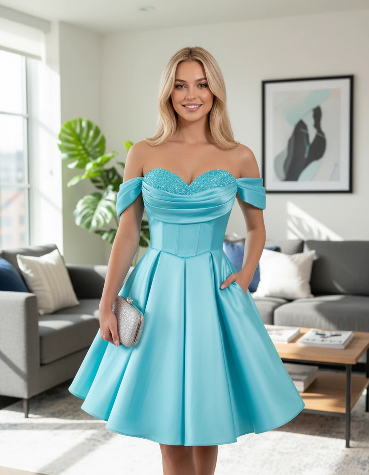 Chiara Mini Dress — Blue | SKU: SD-91927-blue-2,SD-91927-blue-4,SD-91927-blue-6,SD-91927-blue-8,SD-91927-blue-10,SD-91927-blue-12,SD-91927-blue-14,SD-91927-blue-16,SD-91927-blue-16W,SD-91927-blue-18W,SD-91927-blue-20W,SD-91927-blue-22W