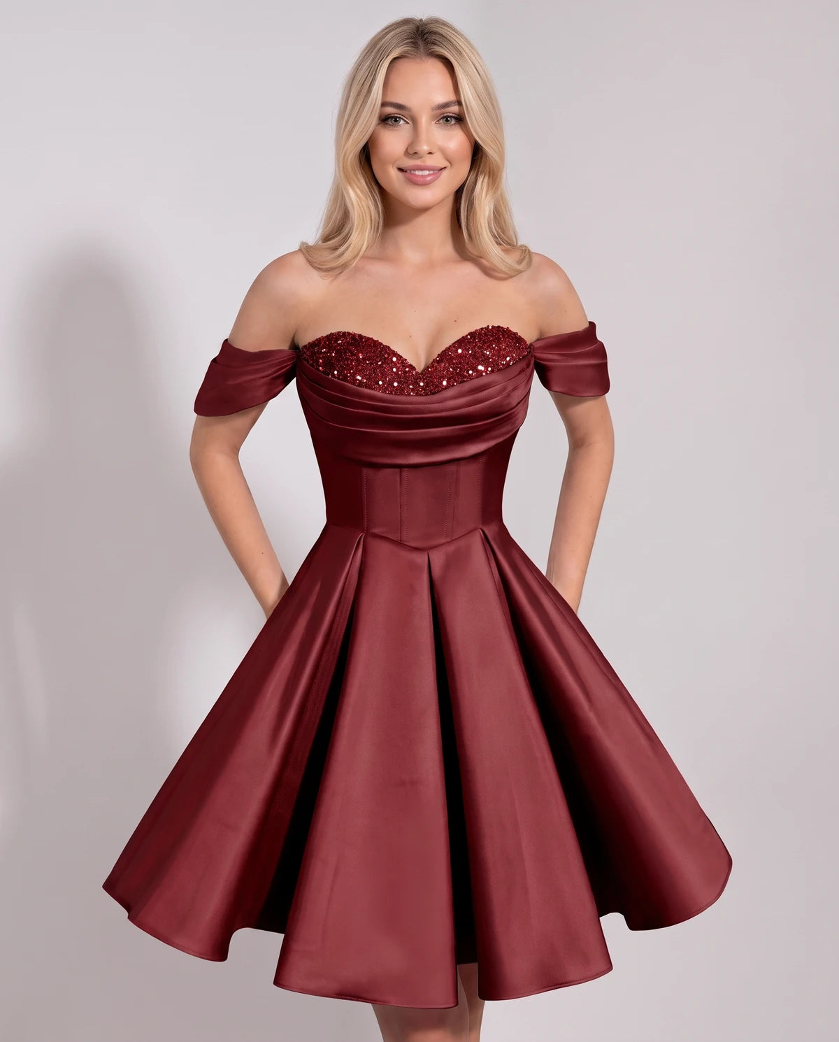 Chiara Mini Dress — Burgundy