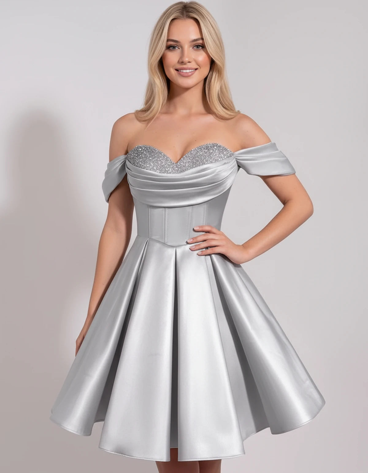 Chiara Mini Dress — Grey | SKU: SD-91927-grey-2,SD-91927-grey-4,SD-91927-grey-6,SD-91927-grey-8,SD-91927-grey-10,SD-91927-grey-12,SD-91927-grey-14,SD-91927-grey-16,SD-91927-grey-16W,SD-91927-grey-18W,SD-91927-grey-20W,SD-91927-grey-22W