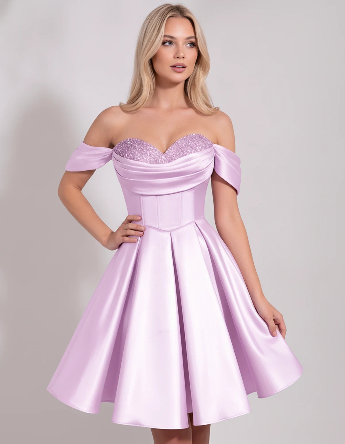Chiara Mini Dress — Lilac | SKU: SD-91927-lilac-2,SD-91927-lilac-4,SD-91927-lilac-6,SD-91927-lilac-8,SD-91927-lilac-10,SD-91927-lilac-12,SD-91927-lilac-14,SD-91927-lilac-16,SD-91927-lilac-16W,SD-91927-lilac-18W,SD-91927-lilac-20W,SD-91927-lilac-22W