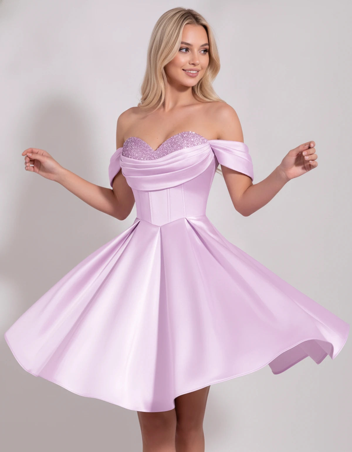 Chiara Mini Dress — Lilac | SKU: SD-91927-lilac-2,SD-91927-lilac-4,SD-91927-lilac-6,SD-91927-lilac-8,SD-91927-lilac-10,SD-91927-lilac-12,SD-91927-lilac-14,SD-91927-lilac-16,SD-91927-lilac-16W,SD-91927-lilac-18W,SD-91927-lilac-20W,SD-91927-lilac-22W