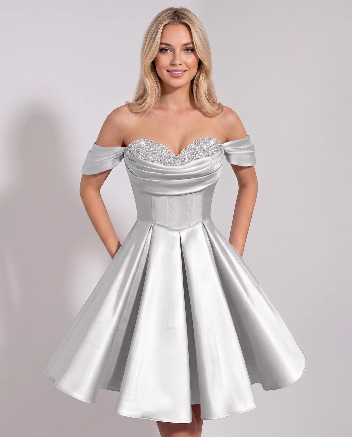 Chiara Mini Dress — Silver
