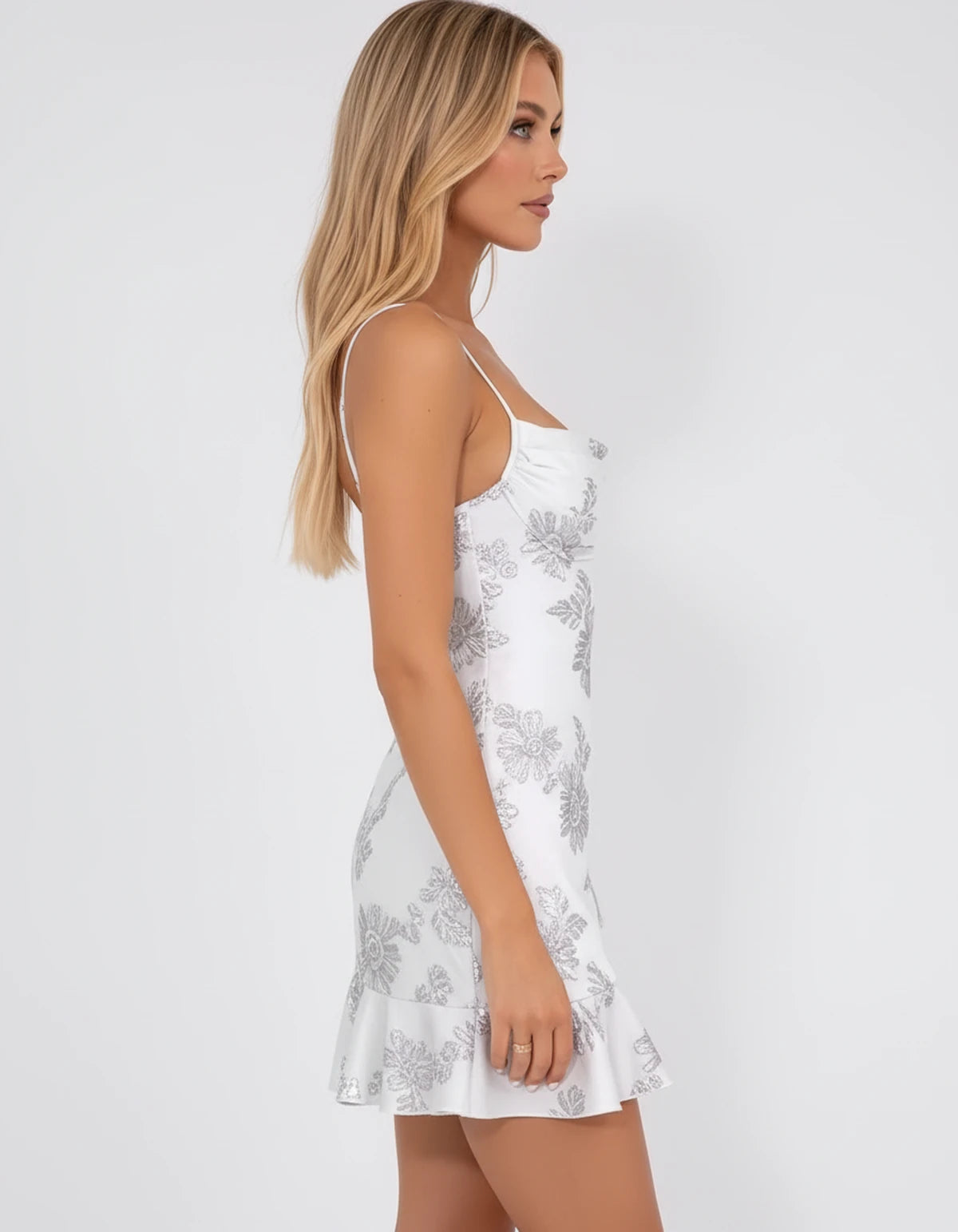 Clarisse Mini Dress — White | SKU: SD-42852-white-2,SD-42852-white-4,SD-42852-white-6,SD-42852-white-8,SD-42852-white-10,SD-42852-white-12,SD-42852-white-14,SD-42852-white-16,SD-42852-white-16W,SD-42852-white-18W,SD-42852-white-20W,SD-42852-white-22W