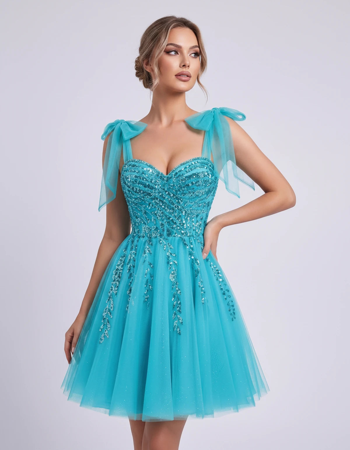 Coralie Midi Dresses — Aqua | SKU: SD-67209-aqua-2,SD-67209-aqua-4,SD-67209-aqua-6,SD-67209-aqua-8,SD-67209-aqua-10,SD-67209-aqua-12,SD-67209-aqua-14,SD-67209-aqua-14W,SD-67209-aqua-16,SD-67209-aqua-16W,SD-67209-aqua-18W,SD-67209-aqua-20W