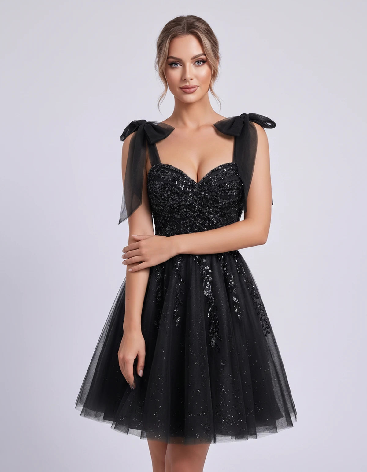 Coralie Midi Dresses — Black | SKU: SD-67209-black-2,SD-67209-black-4,SD-67209-black-6,SD-67209-black-8,SD-67209-black-10,SD-67209-black-12,SD-67209-black-14,SD-67209-black-14W,SD-67209-black-16,SD-67209-black-16W,SD-67209-black-18W,SD-67209-black-20W