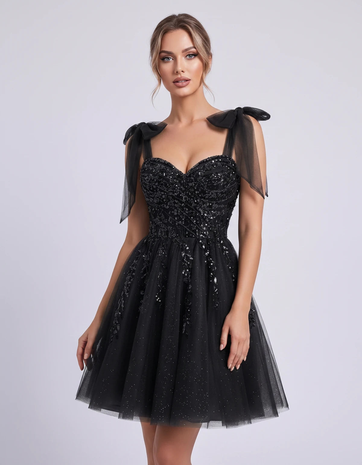 Coralie Midi Dresses — Black | SKU: SD-67209-black-2,SD-67209-black-4,SD-67209-black-6,SD-67209-black-8,SD-67209-black-10,SD-67209-black-12,SD-67209-black-14,SD-67209-black-14W,SD-67209-black-16,SD-67209-black-16W,SD-67209-black-18W,SD-67209-black-20W