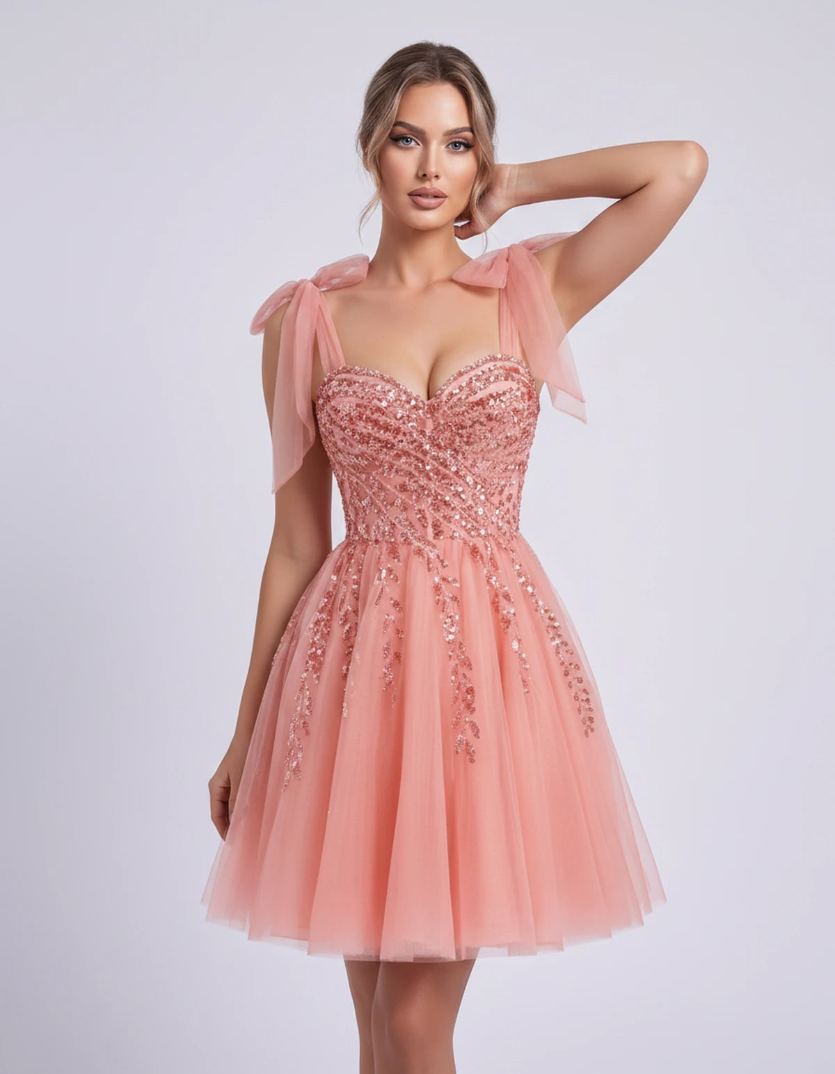 Coralie Midi Dresses — Coral | SKU: SD-67209-coral-2,SD-67209-coral-4,SD-67209-coral-6,SD-67209-coral-8,SD-67209-coral-10,SD-67209-coral-12,SD-67209-coral-14,SD-67209-coral-14W,SD-67209-coral-16,SD-67209-coral-16W,SD-67209-coral-18W,SD-67209-coral-20W