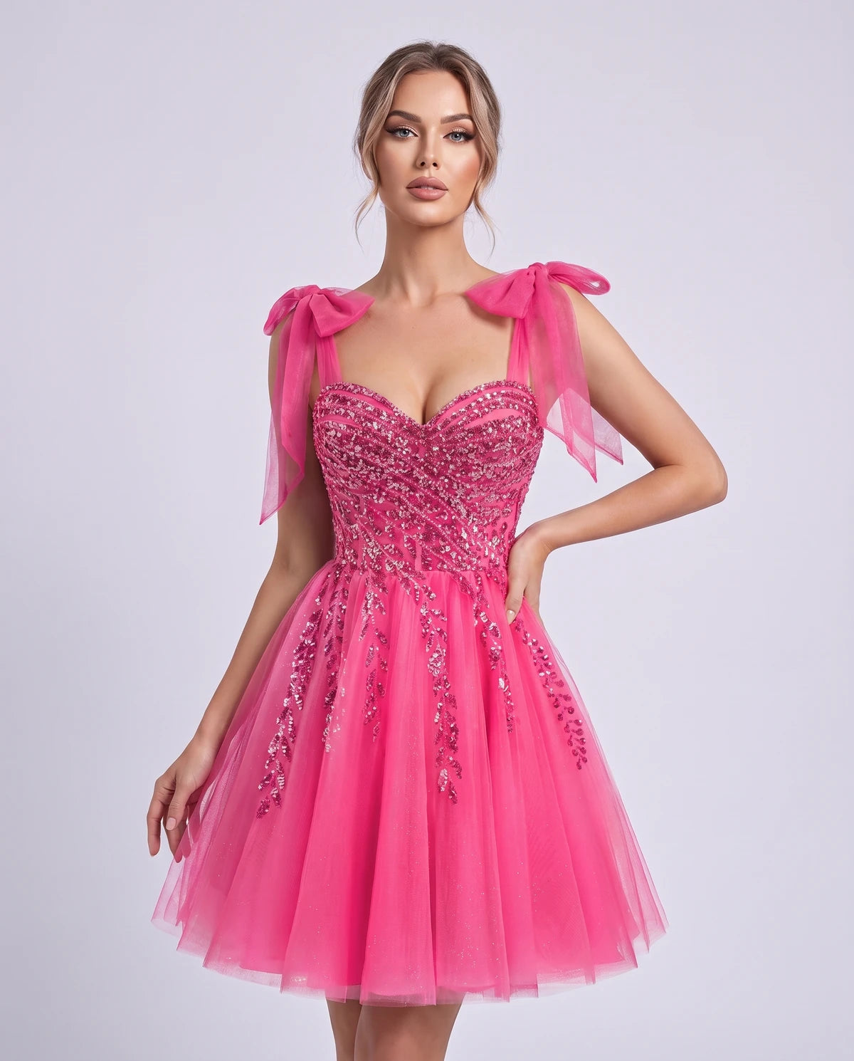 Coralie Midi Dresses — Hot Pink