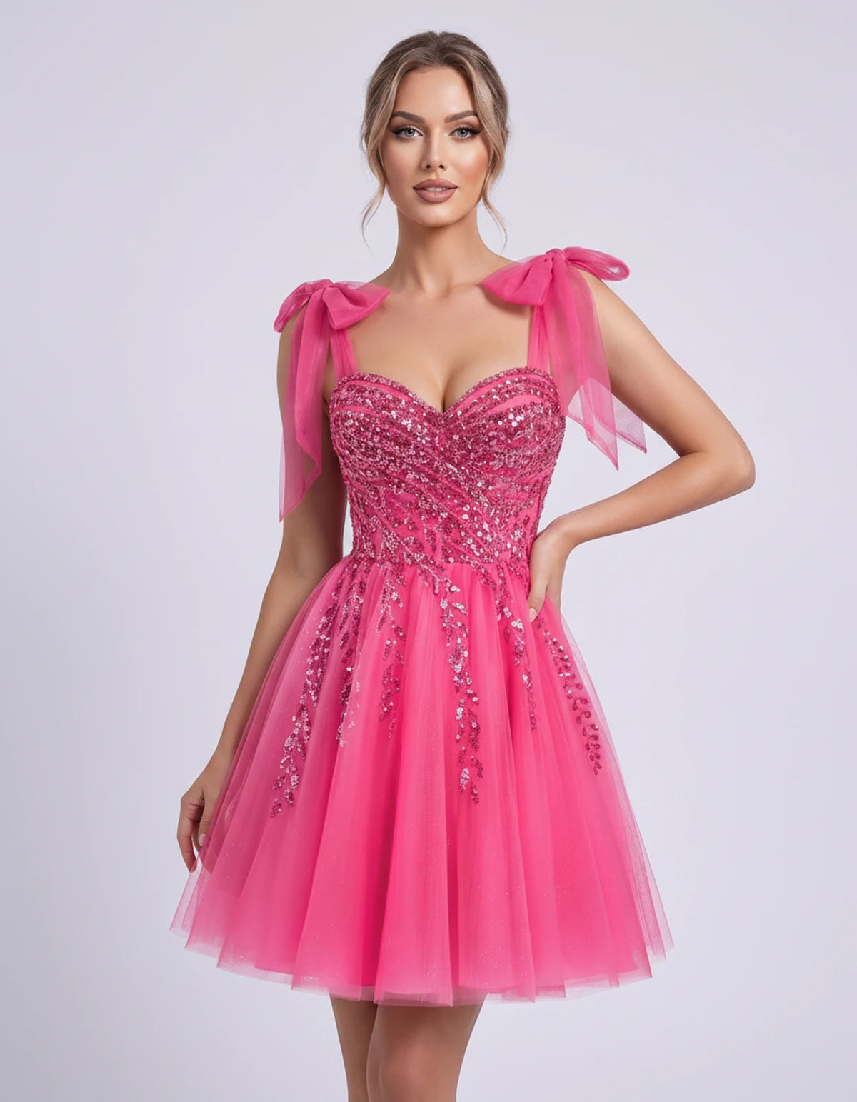 Coralie Midi Dresses — Hot Pink | SKU: SD-67209-hotpink-2,SD-67209-hotpink-4,SD-67209-hotpink-6,SD-67209-hotpink-8,SD-67209-hotpink-10,SD-67209-hotpink-12,SD-67209-hotpink-14,SD-67209-hotpink-14W,SD-67209-hotpink-16,SD-67209-hotpink-16W,SD-67209-hotpink-18W,SD-67209-hotpink-20W