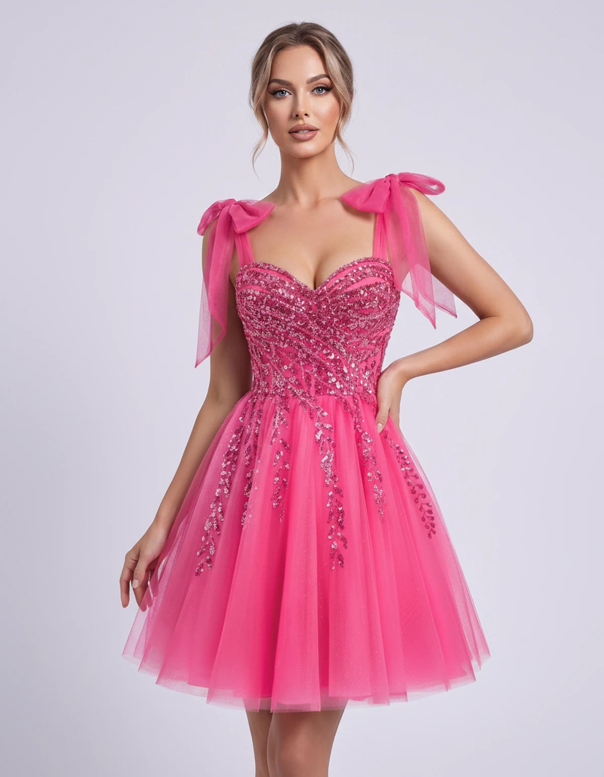 Coralie Midi Dresses — Hot Pink | SKU: SD-67209-hotpink-2,SD-67209-hotpink-4,SD-67209-hotpink-6,SD-67209-hotpink-8,SD-67209-hotpink-10,SD-67209-hotpink-12,SD-67209-hotpink-14,SD-67209-hotpink-14W,SD-67209-hotpink-16,SD-67209-hotpink-16W,SD-67209-hotpink-18W,SD-67209-hotpink-20W