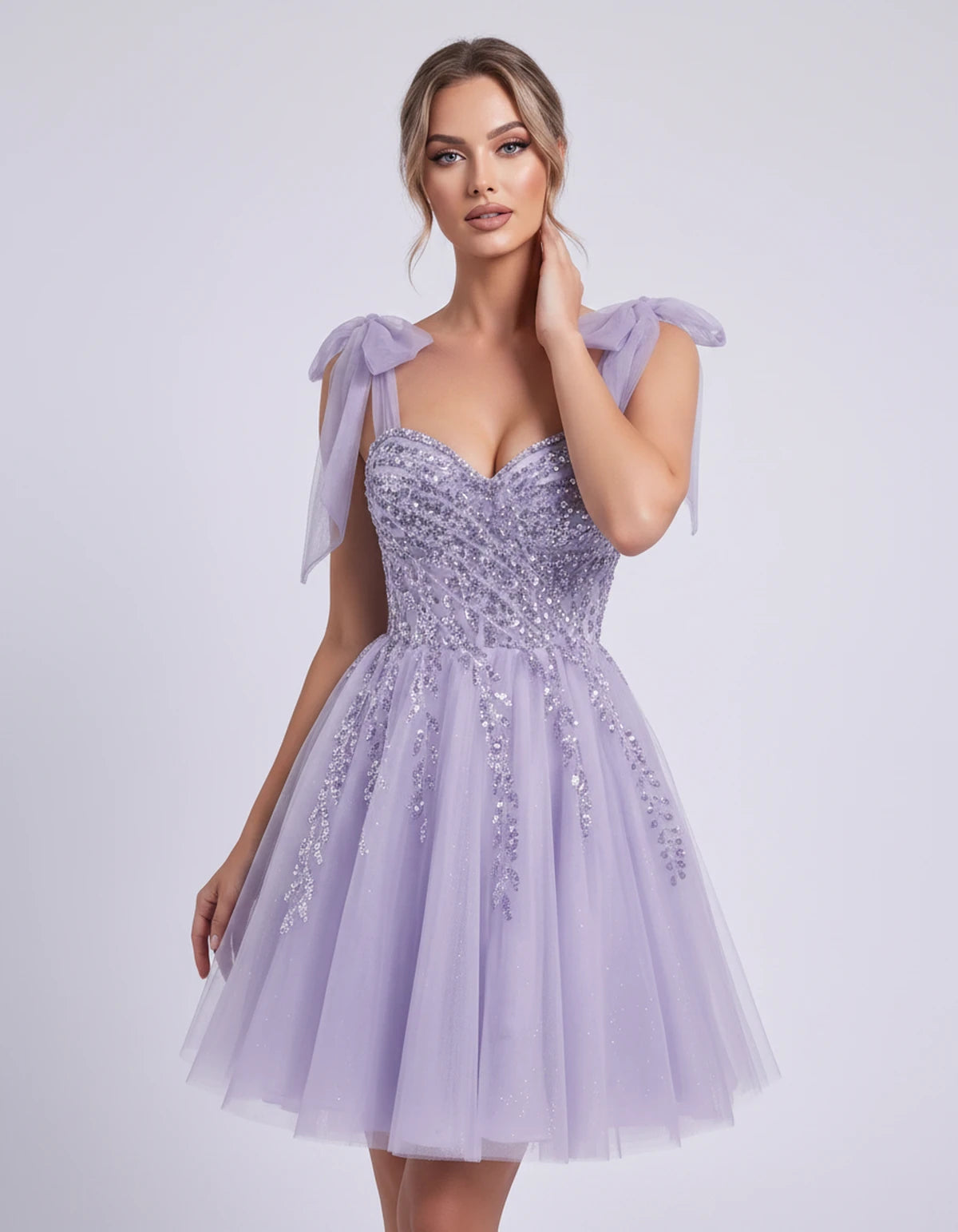 Coralie Midi Dresses — Lavender | SKU: SD-67209-lavender-2,SD-67209-lavender-4,SD-67209-lavender-6,SD-67209-lavender-8,SD-67209-lavender-10,SD-67209-lavender-12,SD-67209-lavender-14,SD-67209-lavender-14W,SD-67209-lavender-16,SD-67209-lavender-16W,SD-67209-lavender-18W,SD-67209-lavender-20W