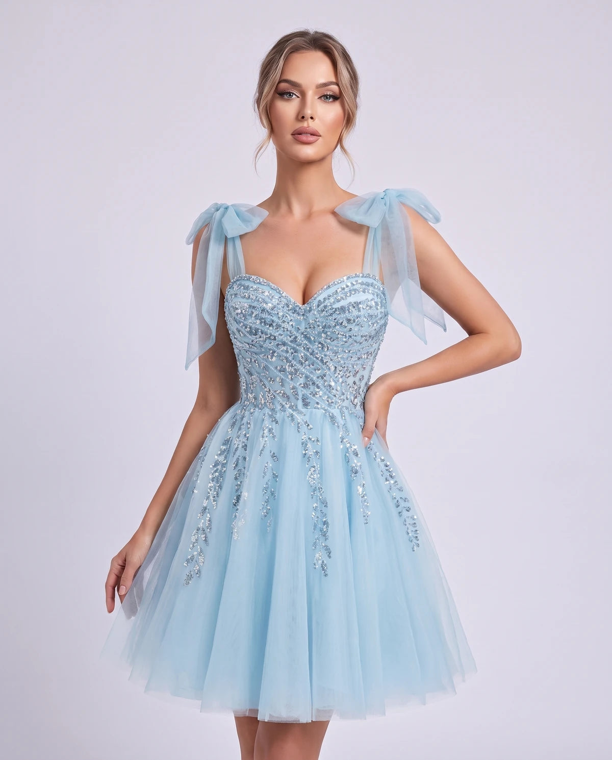 Coralie Midi Dresses — Light Blue
