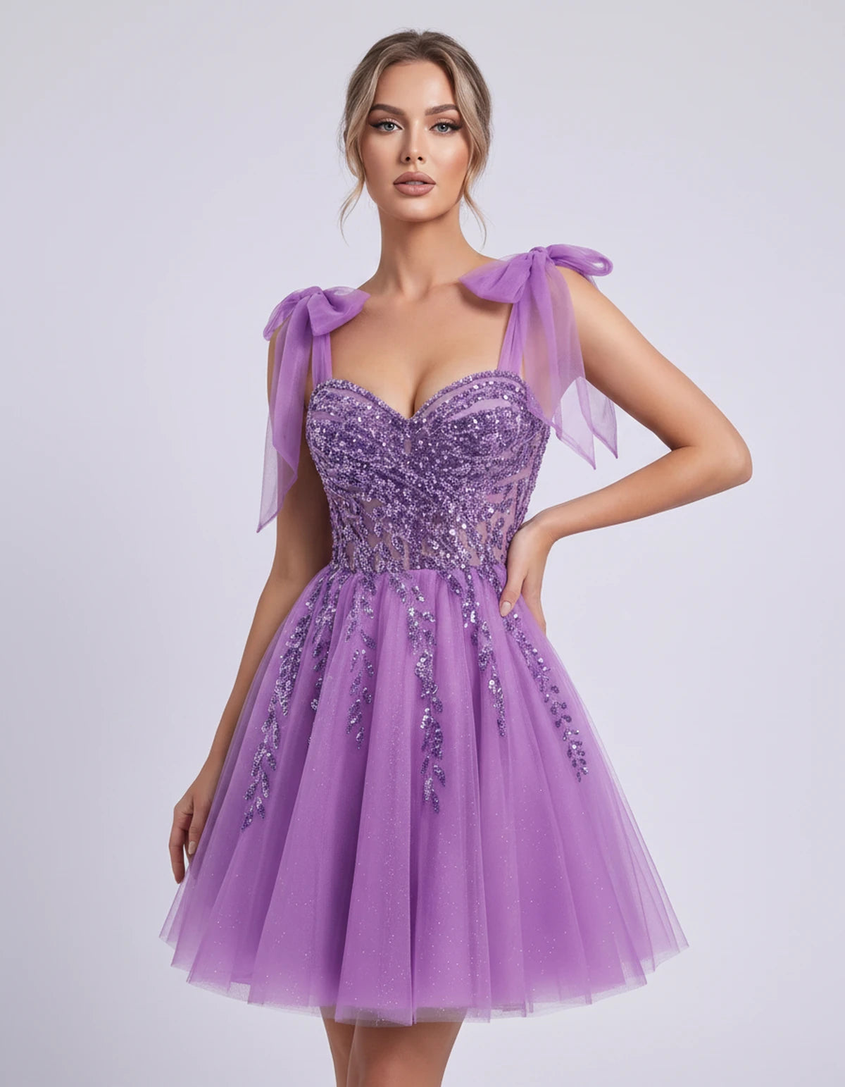 Coralie Midi Dresses — Lilac | SKU: SD-67209-lilac-2,SD-67209-lilac-4,SD-67209-lilac-6,SD-67209-lilac-8,SD-67209-lilac-10,SD-67209-lilac-12,SD-67209-lilac-14,SD-67209-lilac-14W,SD-67209-lilac-16,SD-67209-lilac-16W,SD-67209-lilac-18W,SD-67209-lilac-20W