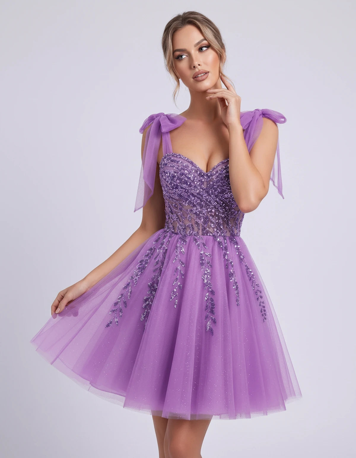 Coralie Midi Dresses — Lilac | SKU: SD-67209-lilac-2,SD-67209-lilac-4,SD-67209-lilac-6,SD-67209-lilac-8,SD-67209-lilac-10,SD-67209-lilac-12,SD-67209-lilac-14,SD-67209-lilac-14W,SD-67209-lilac-16,SD-67209-lilac-16W,SD-67209-lilac-18W,SD-67209-lilac-20W