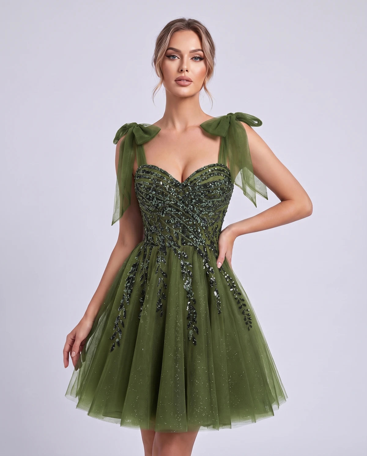 Coralie Midi Dresses — Olive
