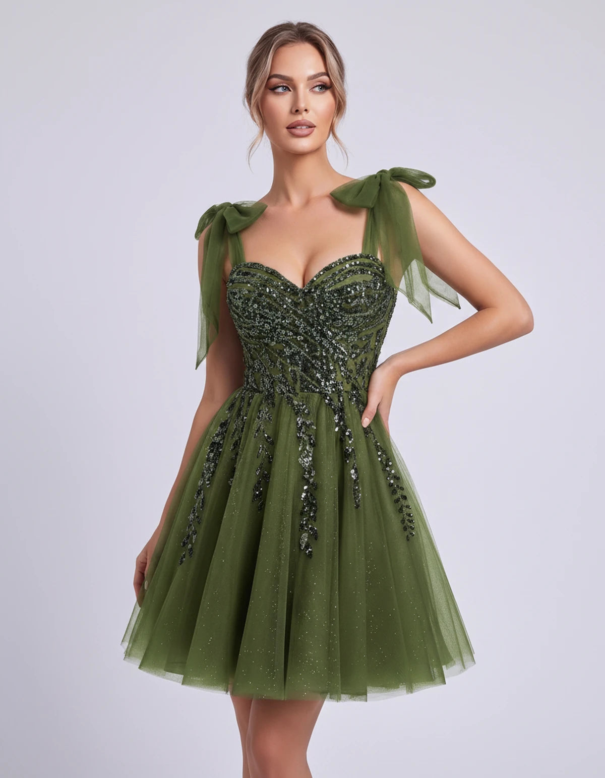 Coralie Midi Dresses — Olive | SKU: SD-67209-olive-2,SD-67209-olive-4,SD-67209-olive-6,SD-67209-olive-8,SD-67209-olive-10,SD-67209-olive-12,SD-67209-olive-14,SD-67209-olive-14W,SD-67209-olive-16,SD-67209-olive-16W,SD-67209-olive-18W,SD-67209-olive-20W