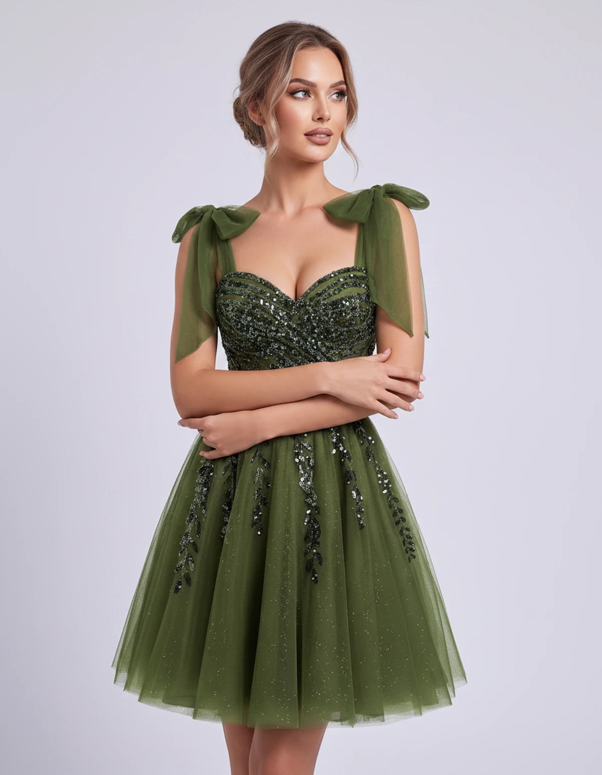 Coralie Midi Dresses — Olive | SKU: SD-67209-olive-2,SD-67209-olive-4,SD-67209-olive-6,SD-67209-olive-8,SD-67209-olive-10,SD-67209-olive-12,SD-67209-olive-14,SD-67209-olive-14W,SD-67209-olive-16,SD-67209-olive-16W,SD-67209-olive-18W,SD-67209-olive-20W