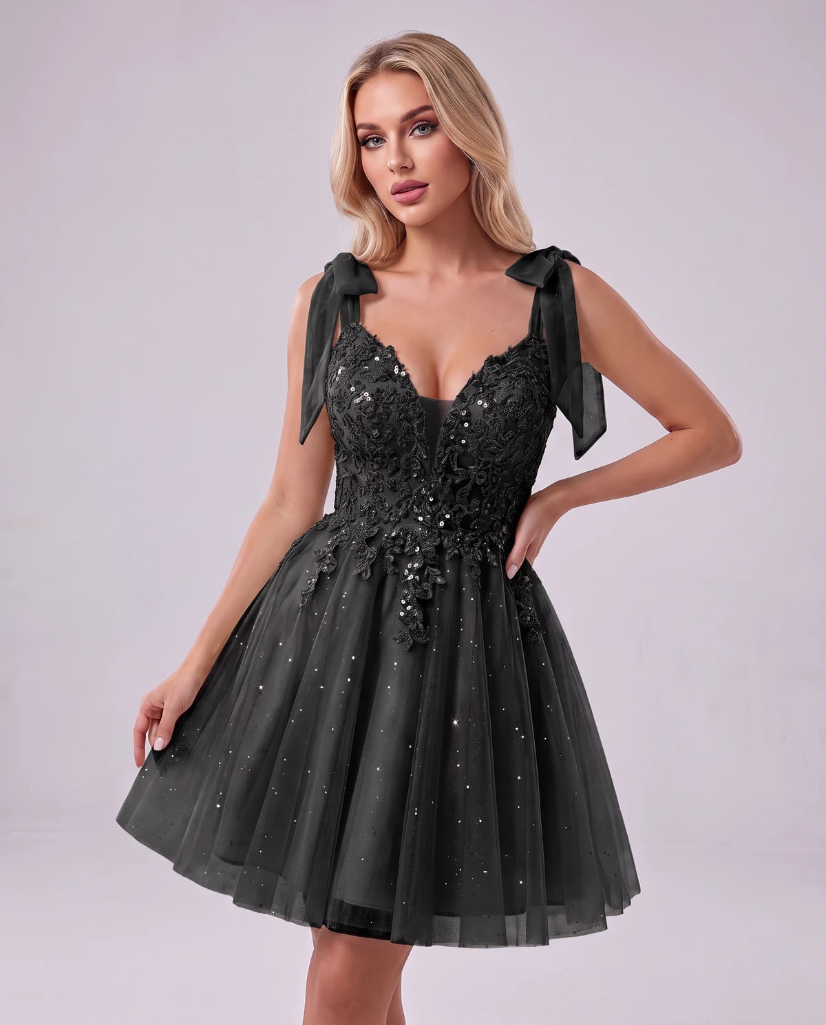 Doriane Mini Dress — Black | SKU: SD-45004-black-2,SD-45004-black-4,SD-45004-black-6,SD-45004-black-8,SD-45004-black-10,SD-45004-black-12,SD-45004-black-14,SD-45004-black-14W,SD-45004-black-16,SD-45004-black-16W,SD-45004-black-18W,SD-45004-black-20W