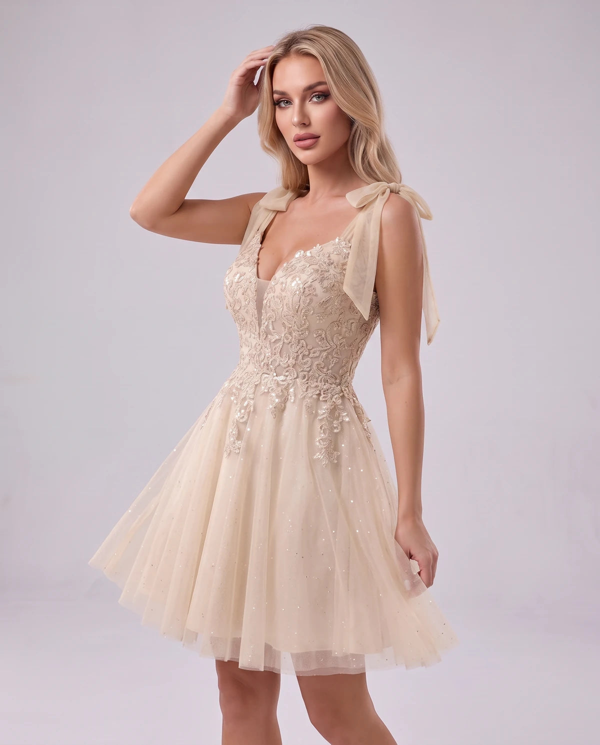 Doriane Mini Dress — Champagne