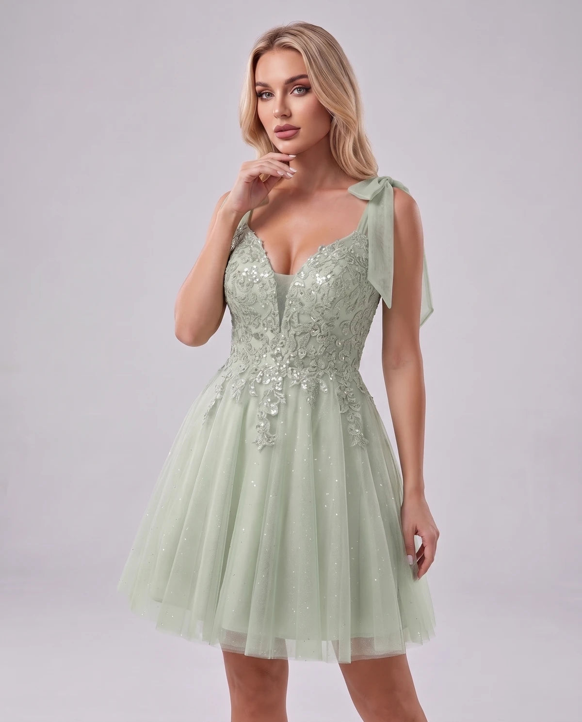 Doriane Mini Dress — Dusty Sage