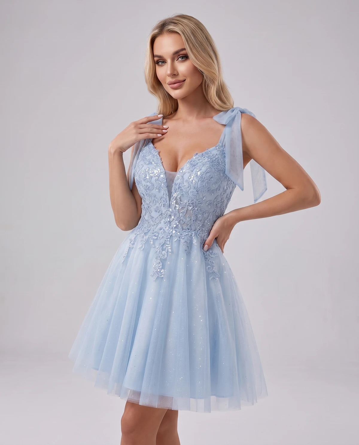 Doriane Mini Dress — Light Blue | SKU: SD-45004-lightblue-2,SD-45004-lightblue-4,SD-45004-lightblue-6,SD-45004-lightblue-8,SD-45004-lightblue-10,SD-45004-lightblue-12,SD-45004-lightblue-14,SD-45004-lightblue-14W,SD-45004-lightblue-16,SD-45004-lightblue-16W,SD-45004-lightblue-18W,SD-45004-lightblue-20W