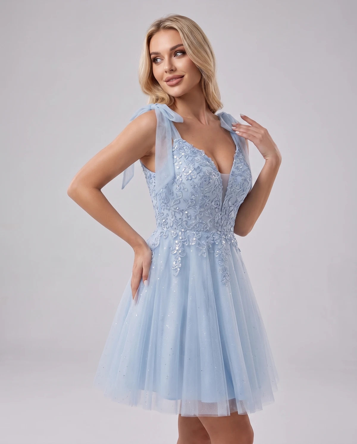 Doriane Mini Dress — Light Blue | SKU: SD-45004-lightblue-2,SD-45004-lightblue-4,SD-45004-lightblue-6,SD-45004-lightblue-8,SD-45004-lightblue-10,SD-45004-lightblue-12,SD-45004-lightblue-14,SD-45004-lightblue-14W,SD-45004-lightblue-16,SD-45004-lightblue-16W,SD-45004-lightblue-18W,SD-45004-lightblue-20W