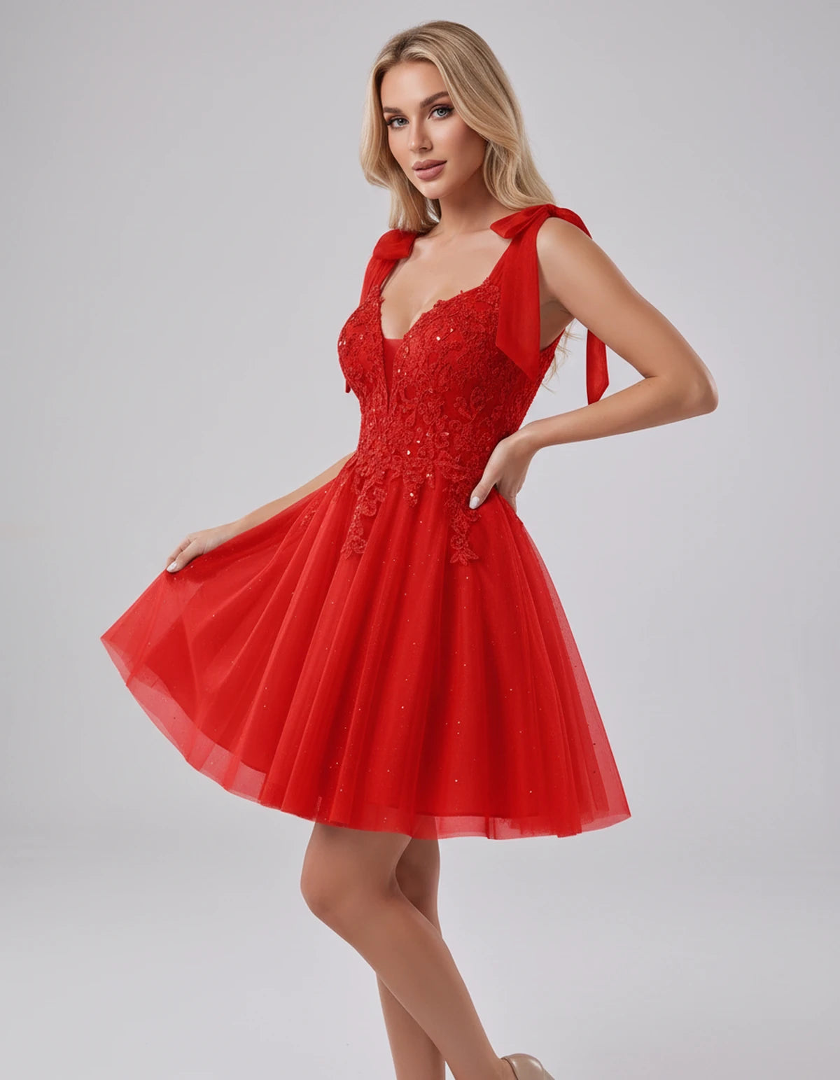 Doriane Mini Dress — Red | SKU: SD-45004-red-2,SD-45004-red-4,SD-45004-red-6,SD-45004-red-8,SD-45004-red-10,SD-45004-red-12,SD-45004-red-14,SD-45004-red-14W,SD-45004-red-16,SD-45004-red-16W,SD-45004-red-18W,SD-45004-red-20W