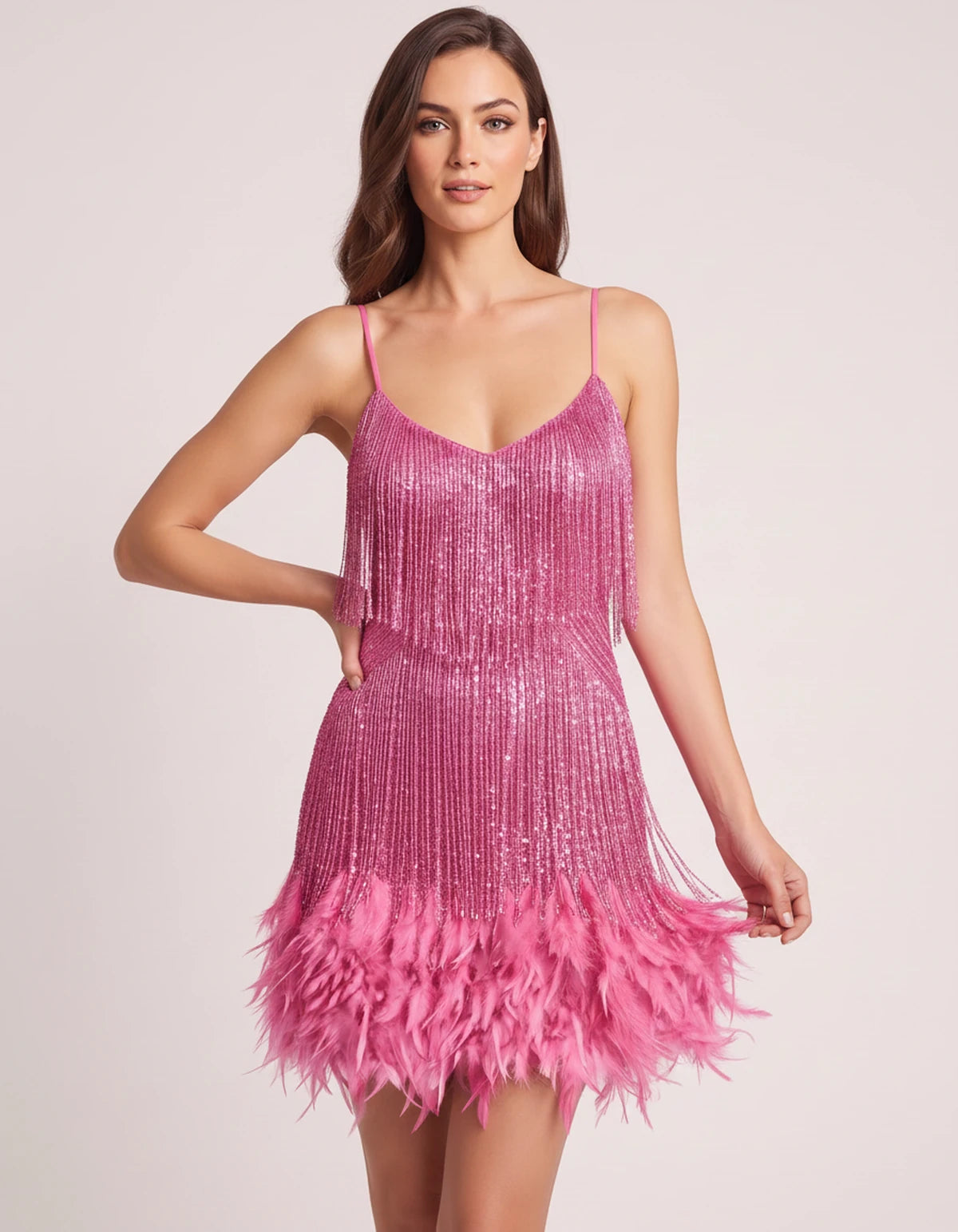 Dulcinea Mini Dress — Pink | SKU: SD-95187-pink-XS,SD-95187-pink-S,SD-95187-pink-M,SD-95187-pink-L,SD-95187-pink-XL