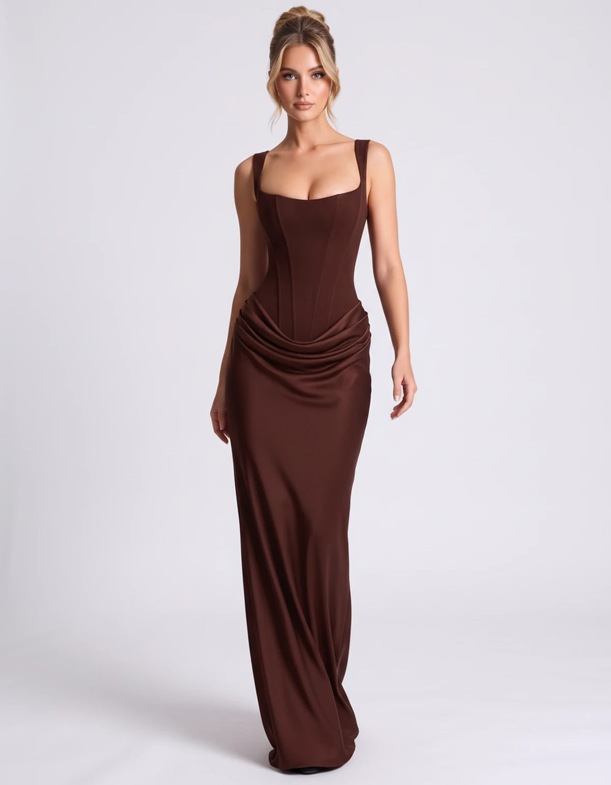 Elettra Maxi Dress — Coffee / S / United States | SKU: SD-53414-coffeesunitedstates-XS,SD-53414-coffeesunitedstates-S,SD-53414-coffeesunitedstates-M,SD-53414-coffeesunitedstates-L