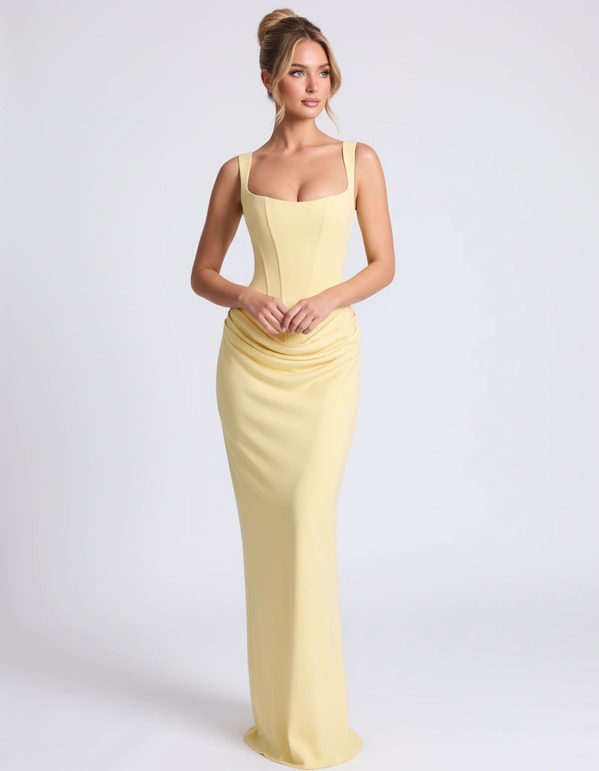 Elettra Maxi Dress — Light Yellow / M / United States | SKU: SD-53414-lightyellowmunitedstates-XS,SD-53414-lightyellowmunitedstates-S,SD-53414-lightyellowmunitedstates-M,SD-53414-lightyellowmunitedstates-L