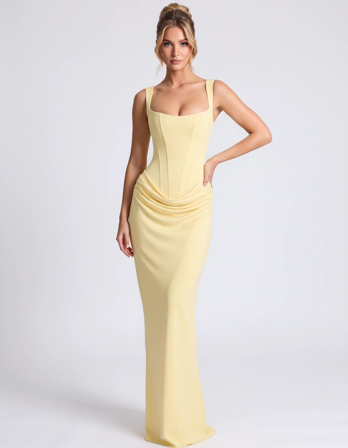 Elettra Maxi Dress — Light Yellow / M / United States | SKU: SD-53414-lightyellowmunitedstates-XS,SD-53414-lightyellowmunitedstates-S,SD-53414-lightyellowmunitedstates-M,SD-53414-lightyellowmunitedstates-L