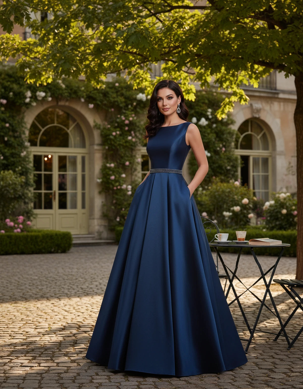 Elvira Maxi Dress — Navy Blue | SKU: SD-97659-navyblue-2,SD-97659-navyblue-4,SD-97659-navyblue-6,SD-97659-navyblue-8,SD-97659-navyblue-10,SD-97659-navyblue-12,SD-97659-navyblue-14,SD-97659-navyblue-16,SD-97659-navyblue-16W,SD-97659-navyblue-18W,SD-97659-navyblue-20W,SD-97659-navyblue-22W