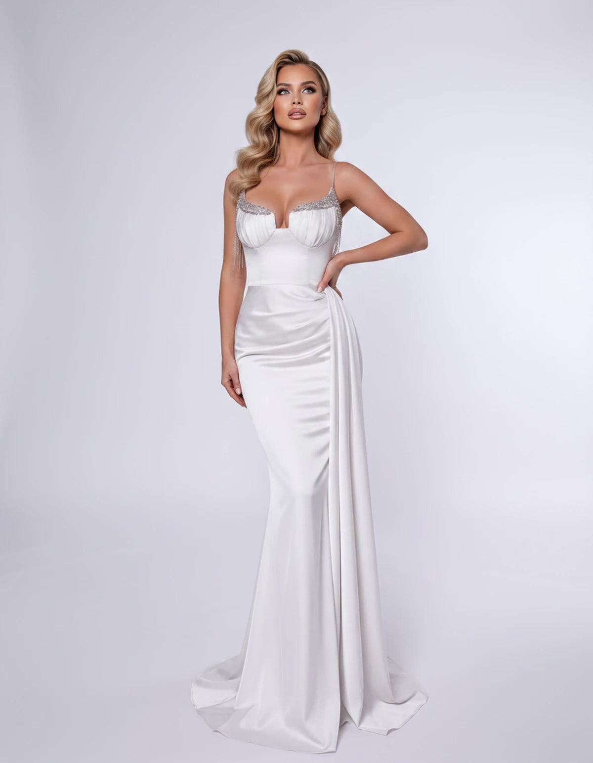 Emberly Maxi Dress — White | SKU: SD-70498-white-2,SD-70498-white-4,SD-70498-white-6,SD-70498-white-8,SD-70498-white-10,SD-70498-white-12,SD-70498-white-14,SD-70498-white-14W,SD-70498-white-16,SD-70498-white-16W,SD-70498-white-18W,SD-70498-white-20W