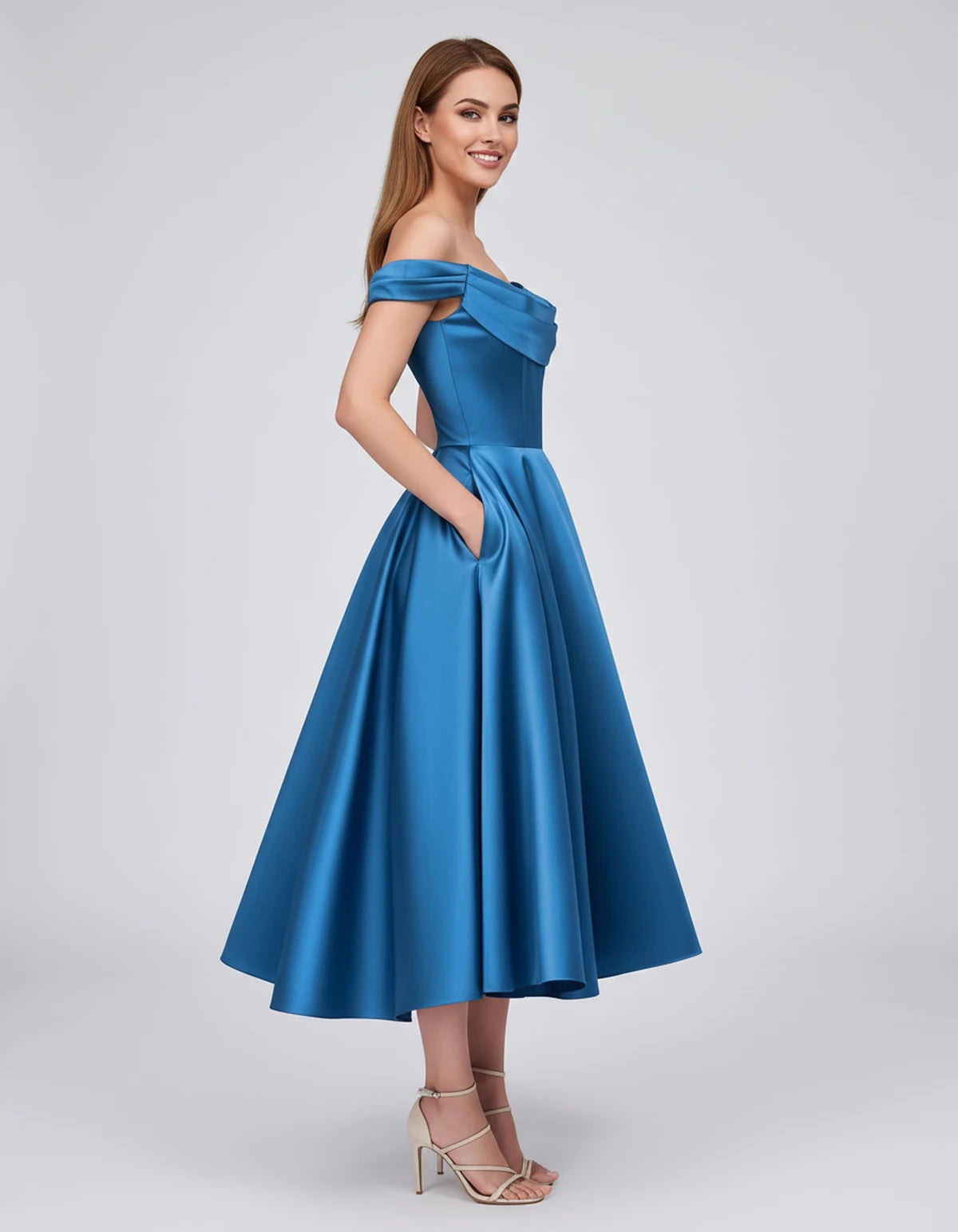 Emiliane Midi Dresses — Blue | SKU: SD-02830-blue-2,SD-02830-blue-4,SD-02830-blue-6,SD-02830-blue-8,SD-02830-blue-10,SD-02830-blue-12,SD-02830-blue-14,SD-02830-blue-16,SD-02830-blue-16W,SD-02830-blue-18W,SD-02830-blue-20W,SD-02830-blue-22W