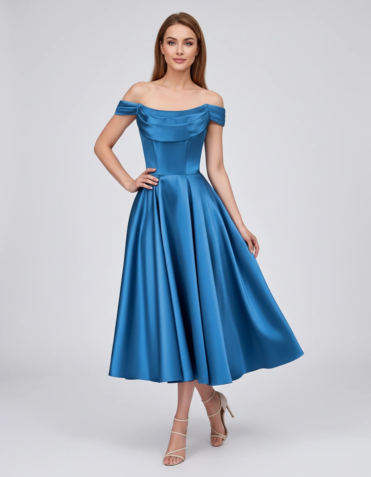 Emiliane Midi Dresses — Blue | SKU: SD-02830-blue-2,SD-02830-blue-4,SD-02830-blue-6,SD-02830-blue-8,SD-02830-blue-10,SD-02830-blue-12,SD-02830-blue-14,SD-02830-blue-16,SD-02830-blue-16W,SD-02830-blue-18W,SD-02830-blue-20W,SD-02830-blue-22W