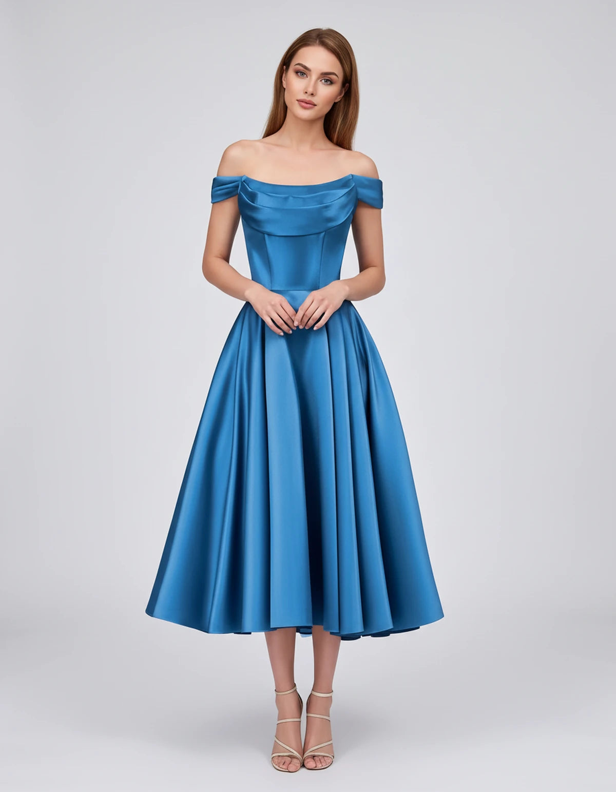 Emiliane Midi Dresses — Blue | SKU: SD-02830-blue-2,SD-02830-blue-4,SD-02830-blue-6,SD-02830-blue-8,SD-02830-blue-10,SD-02830-blue-12,SD-02830-blue-14,SD-02830-blue-16,SD-02830-blue-16W,SD-02830-blue-18W,SD-02830-blue-20W,SD-02830-blue-22W