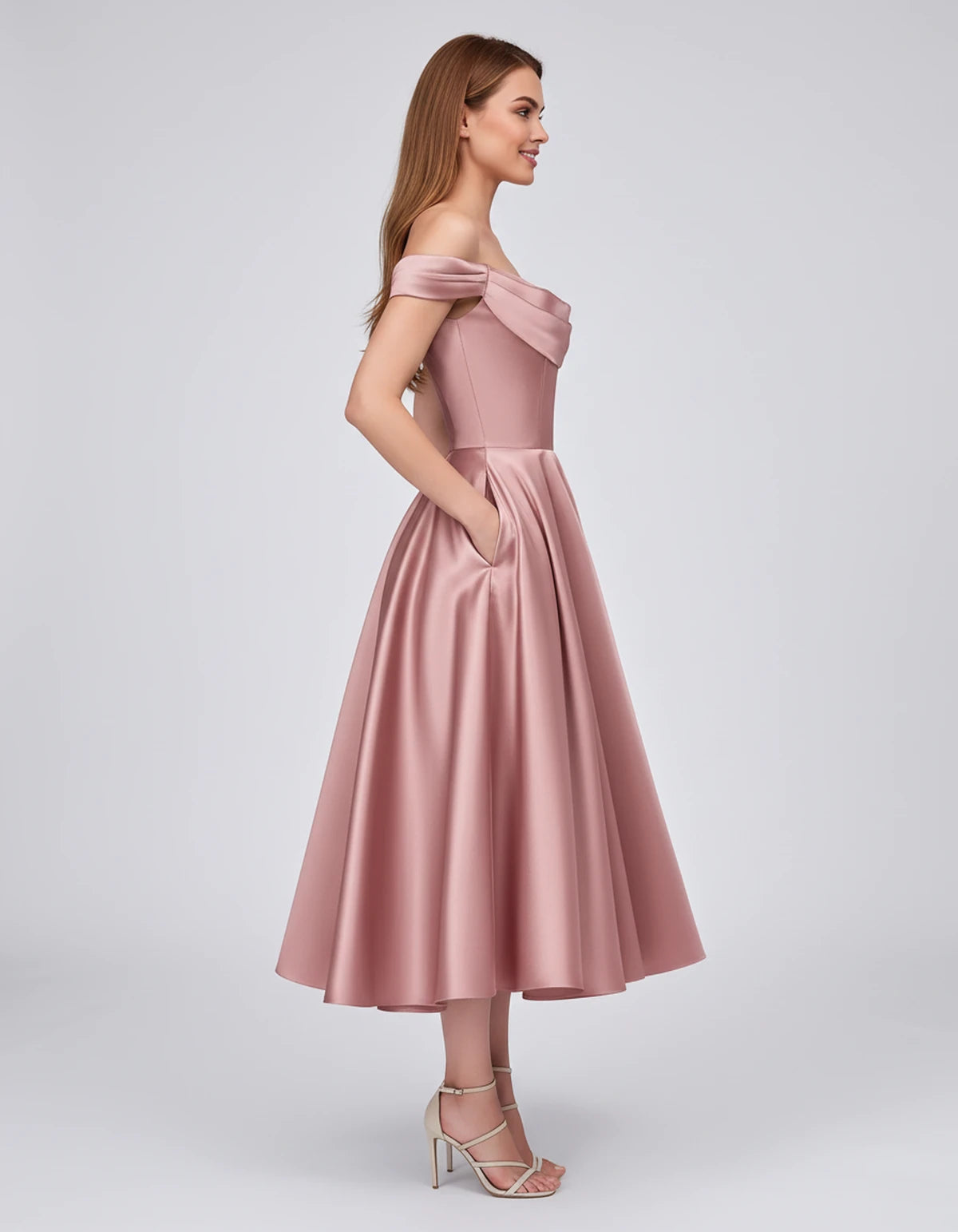Emiliane Midi Dresses — Pink | SKU: SD-02830-pink-2,SD-02830-pink-4,SD-02830-pink-6,SD-02830-pink-8,SD-02830-pink-10,SD-02830-pink-12,SD-02830-pink-14,SD-02830-pink-16,SD-02830-pink-16W,SD-02830-pink-18W,SD-02830-pink-20W,SD-02830-pink-22W