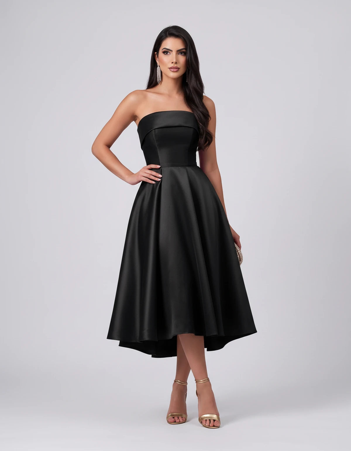Esmeralde Midi Dresses — Black | SKU: SD-95025-black-2,SD-95025-black-4,SD-95025-black-6,SD-95025-black-8,SD-95025-black-10,SD-95025-black-12,SD-95025-black-14,SD-95025-black-16,SD-95025-black-16W,SD-95025-black-18W,SD-95025-black-20W,SD-95025-black-22W