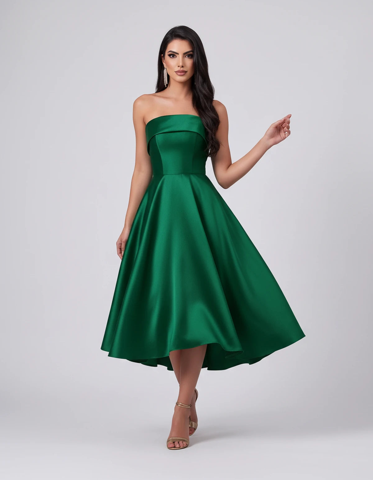 Esmeralde Midi Dresses — Green | SKU: SD-95025-green-2,SD-95025-green-4,SD-95025-green-6,SD-95025-green-8,SD-95025-green-10,SD-95025-green-12,SD-95025-green-14,SD-95025-green-16,SD-95025-green-16W,SD-95025-green-18W,SD-95025-green-20W,SD-95025-green-22W