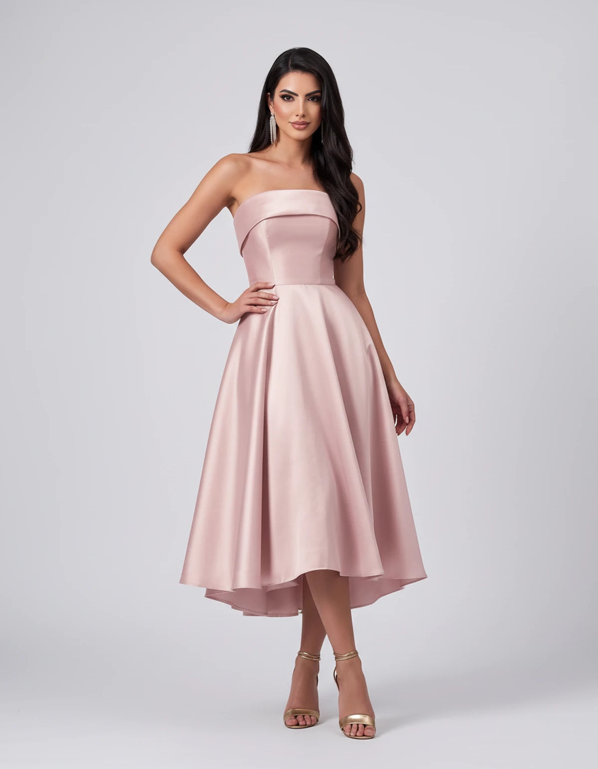 Esmeralde Midi Dresses — Pink | SKU: SD-95025-pink-2,SD-95025-pink-4,SD-95025-pink-6,SD-95025-pink-8,SD-95025-pink-10,SD-95025-pink-12,SD-95025-pink-14,SD-95025-pink-16,SD-95025-pink-16W,SD-95025-pink-18W,SD-95025-pink-20W,SD-95025-pink-22W
