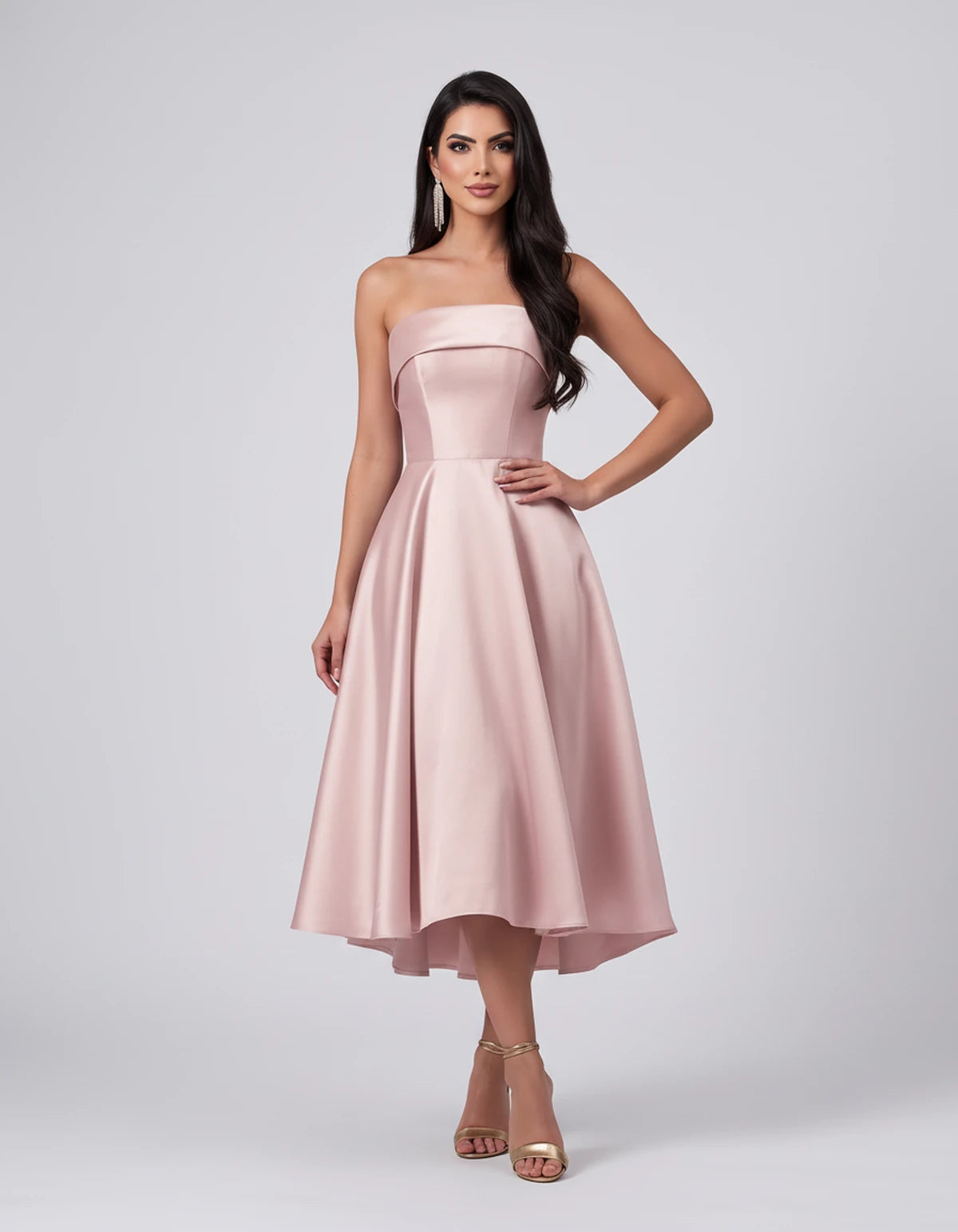 Esmeralde Midi Dresses — Pink | SKU: SD-95025-pink-2,SD-95025-pink-4,SD-95025-pink-6,SD-95025-pink-8,SD-95025-pink-10,SD-95025-pink-12,SD-95025-pink-14,SD-95025-pink-16,SD-95025-pink-16W,SD-95025-pink-18W,SD-95025-pink-20W,SD-95025-pink-22W