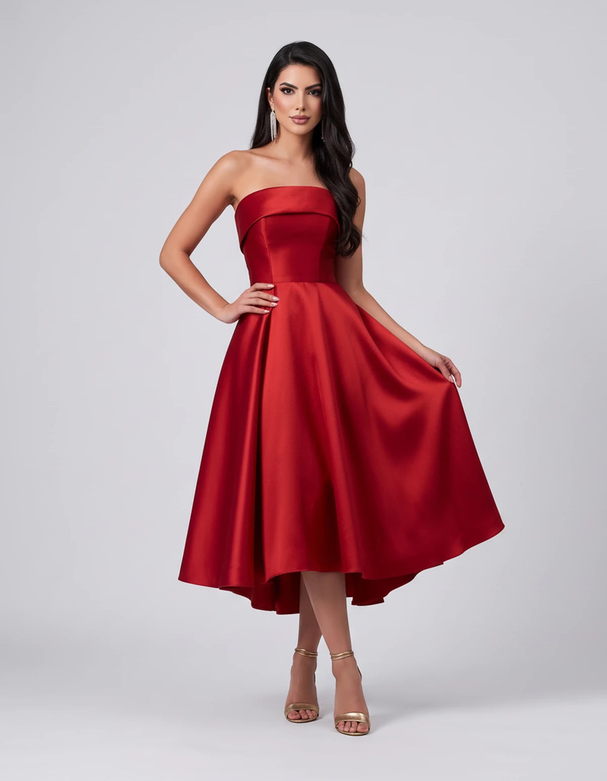 Esmeralde Midi Dresses — Red | SKU: SD-95025-red-2,SD-95025-red-4,SD-95025-red-6,SD-95025-red-8,SD-95025-red-10,SD-95025-red-12,SD-95025-red-14,SD-95025-red-16,SD-95025-red-16W,SD-95025-red-18W,SD-95025-red-20W,SD-95025-red-22W