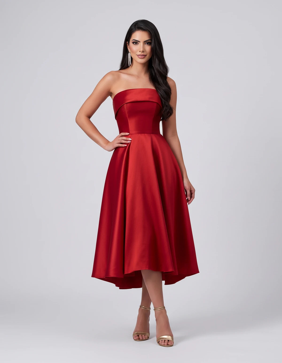 Esmeralde Midi Dresses — Red | SKU: SD-95025-red-2,SD-95025-red-4,SD-95025-red-6,SD-95025-red-8,SD-95025-red-10,SD-95025-red-12,SD-95025-red-14,SD-95025-red-16,SD-95025-red-16W,SD-95025-red-18W,SD-95025-red-20W,SD-95025-red-22W